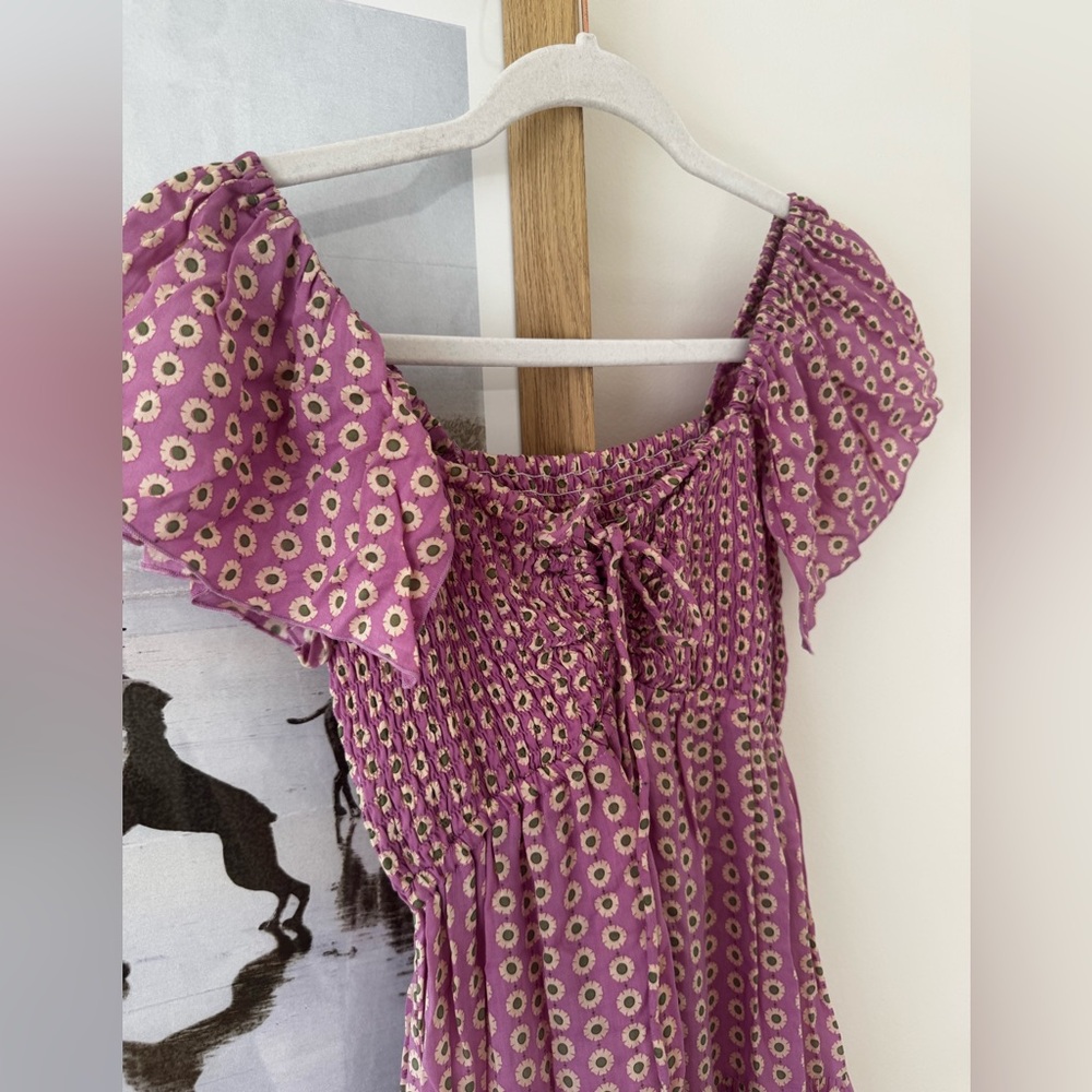 Chic Purple Patterned Mini Dress - Picture 3 of 7